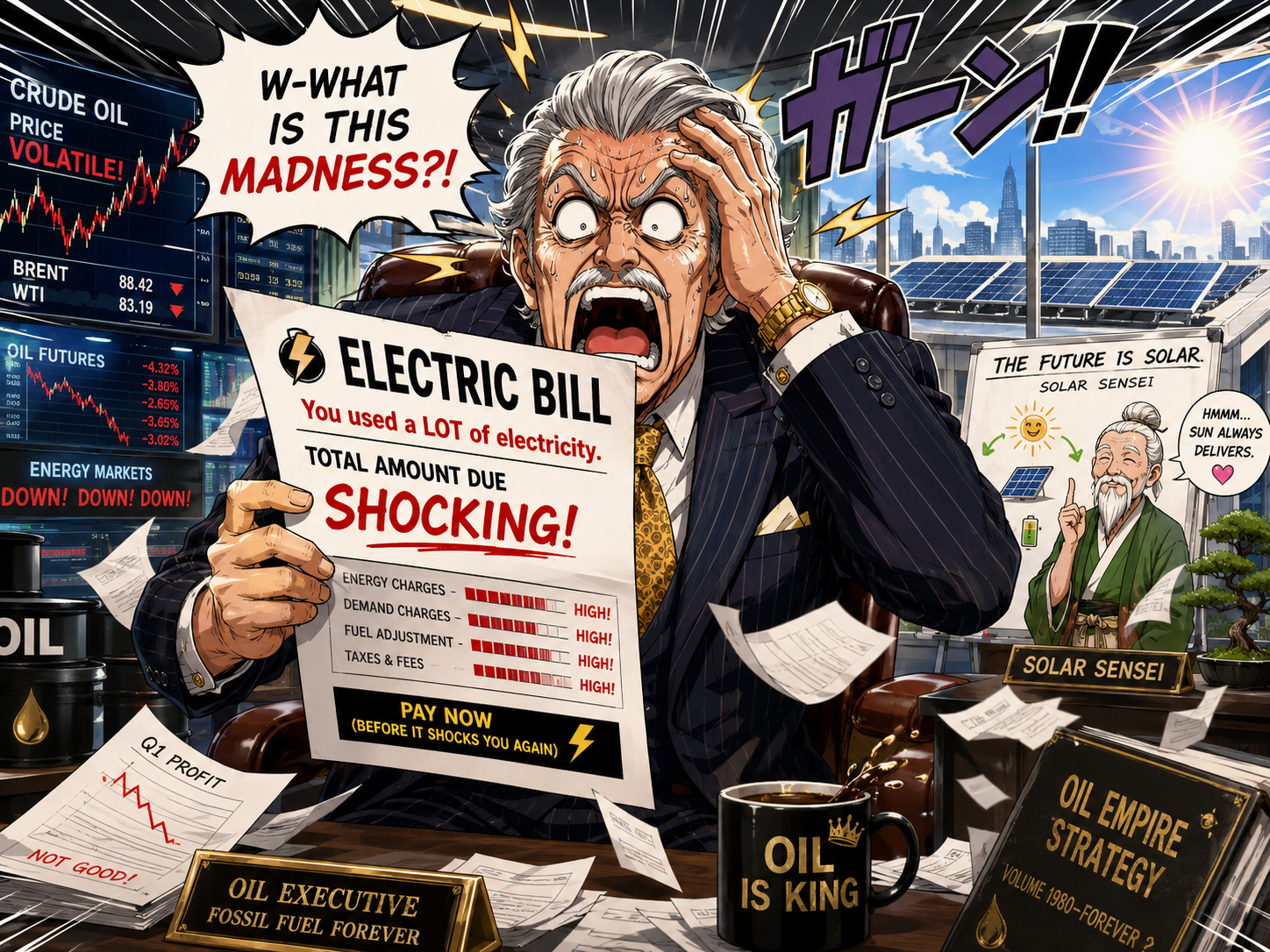 Manga oil executive shocked by a California electric bill